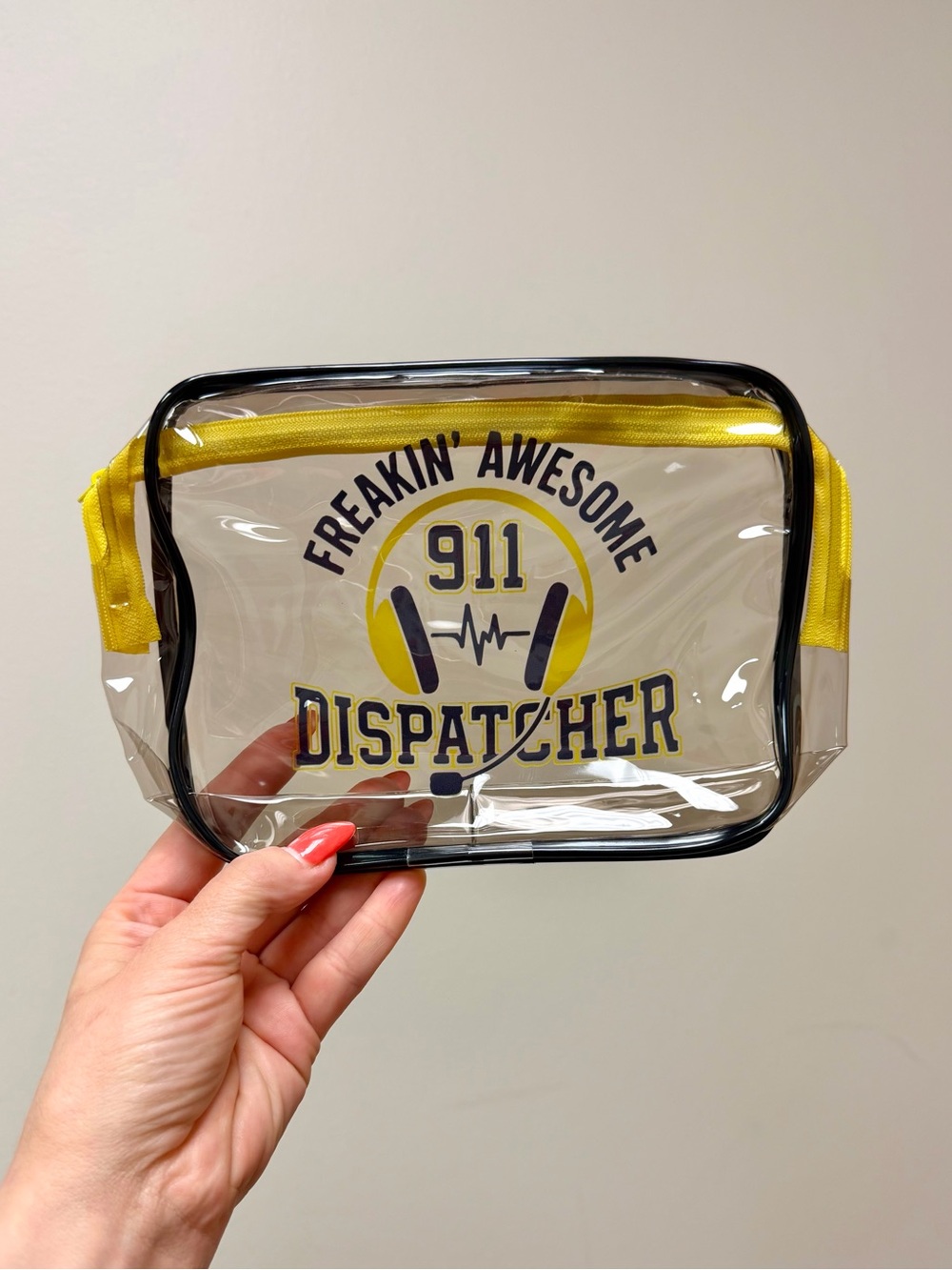 911 Emergency Dispatcher Gift 💛 Clear PVC Makeup Bag Cosmetics Case - Picture 5 of 9